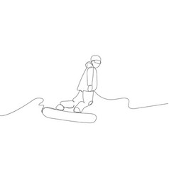 Human Doing Tricks On A Snowboard One Line Art