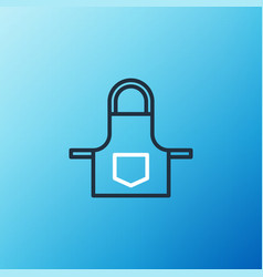 Line Kitchen Apron Icon Isolated On Blue