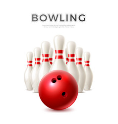 Realistic bowling ball and skittle pins Royalty Free Vector