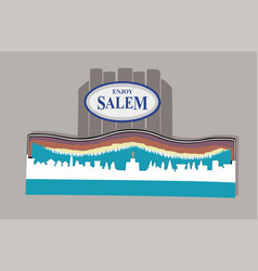 Salem With White City Silhouette On Blue