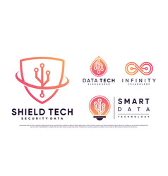 Set Bundle Of Digital Technology Logo Design