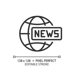 2d Customizable Thin Linear Black Global News Icon