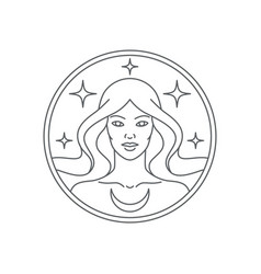 Vintage Circle Sign Line Art Women Logo Design