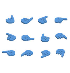 Isometric Blue Pointing Icon Set