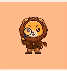 Lion Detective Cute Creative Kawaii Cartoon