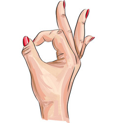 Hand Gesture Sketch Zero Sign Or Okay Symbol