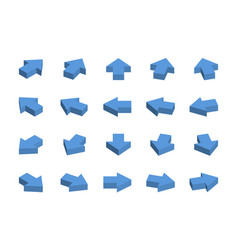 Isometric Blue Arrow Icon Set