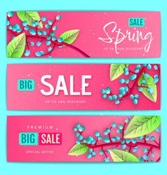 Spring Big Sale Banners With Flowering Branches