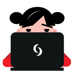 Black Haired Girl With Laptop On A White