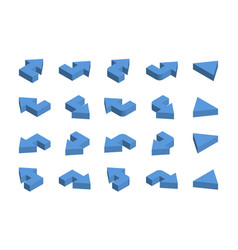 Isometric Blue Arrow Icon Set