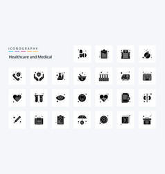 25 Medical Solid Glyph Icon Pack