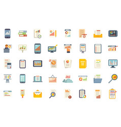 Business Report Icons Set Flat File