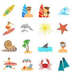 Surfing Icons Flat Set