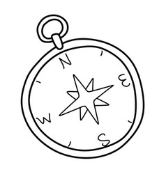 Doodle Black And White Compass Line Art