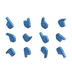 Isometric Blue Pointing Icon Set