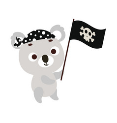 Cute Little Koala With Pirate Flag Cartoon Animal