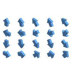 Isometric Blue Arrow Icon Set