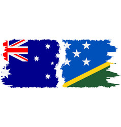 Solomon Islands And Australia Grunge Flags