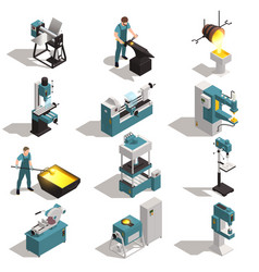 Metalworking People Isometric Set