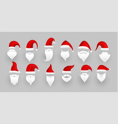 Pack Of Santa Claus Hats And Beard In Different