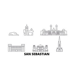 Spain San Sebastian Line Travel Skyline Set