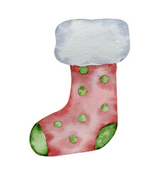 Watercolor Christmas And Green Stocking