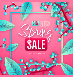 Spring Big Sale Poster With Flowering Branches