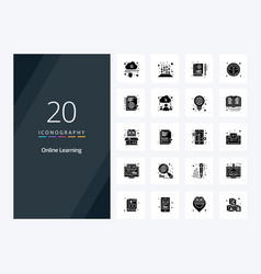 20 Online Learning Solid Glyph Icon