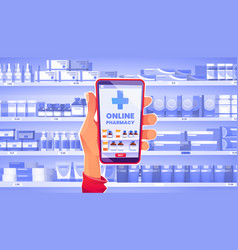 Online Pharmacy Concept Hand Holding Smartphone