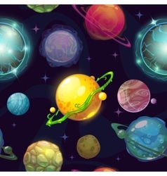 Seamless pattern with cute cartoon funny planets Vector Image