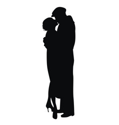 Silhouette Of Kissing Couple Wearing Retro Style