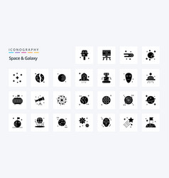 25 Space And Galaxy Solid Glyph Icon Pack