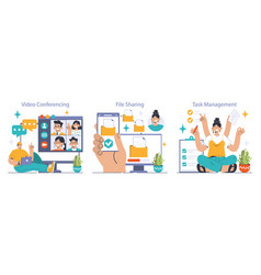 Collaboration Tools Set Business Characters