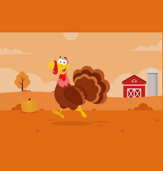 Cute Turkey Cartoon Character Running