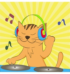 Ginger Tabby Cat Wearing Headphones Spinning Music