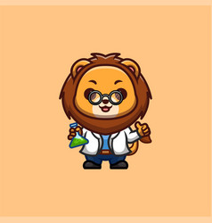 Lion Scientist Cute Creative Kawaii Cartoon