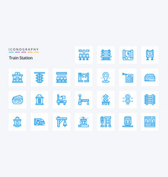 25 Train Station Blue Icon Pack