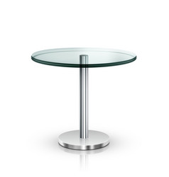 Empty Glass Round Office Table On Metal Leg