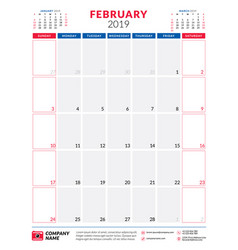 February 2019 Calendar Planner Stationery Design