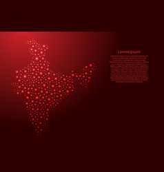 India Map From Red And Glowing Space Stars