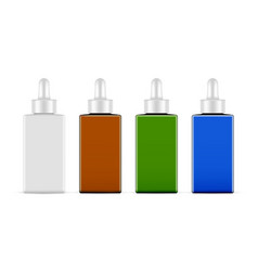 Dropper Bottles Blank Amber Blue Green Mockup