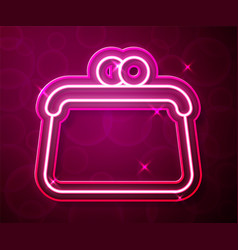 Glowing Neon Line Handbag Icon Isolated On Red