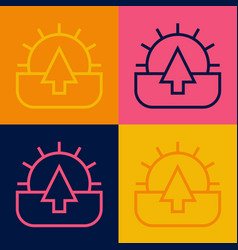 Pop Art Line Sunrise Icon Isolated On Color