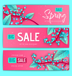 Spring Big Sale Banners With Flowering Branches