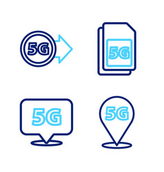 Set Line Location 5g Network Sim Card And Icon