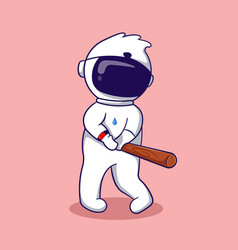 Chibi Astronaut Holding A Baseball Bat