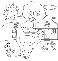 Chicken With Baby Chicken Cartoon