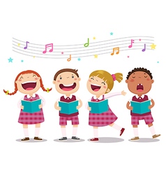 Choir girls and boys singing a song Royalty Free Vector