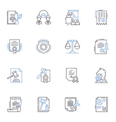 Constitution Line Icons Collection Document Law