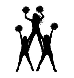 Girls Cheerleading Made A Pyramid Silhouette